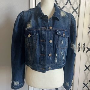 Venus puff sleeve Denim jacket. Size L.